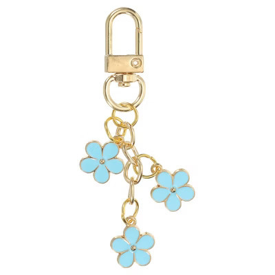 Unique Bargains Cute Flower Women Gifts Pendant Keychain with Snap Hook for Bags Decor Light Blue | Target