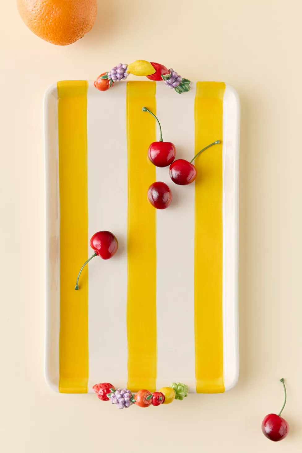 Tropical Striped Fruit Handle Ceramic Serving Tray | Urban Outfitters (US and RoW)