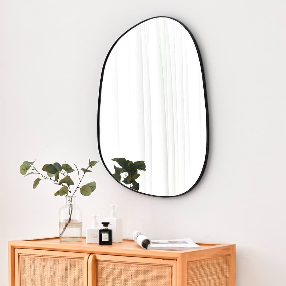 Asymmetrical Wall Mirror for Decor 21"*27", Modern Black Framed Wall Mirror for Living Room Bathr... | Amazon (US)