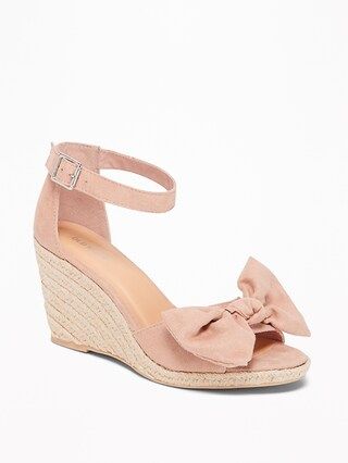 Old Navy Womens Sueded Bow-Tie Espadrille Wedges For Women Blush Size 10 | Old Navy US