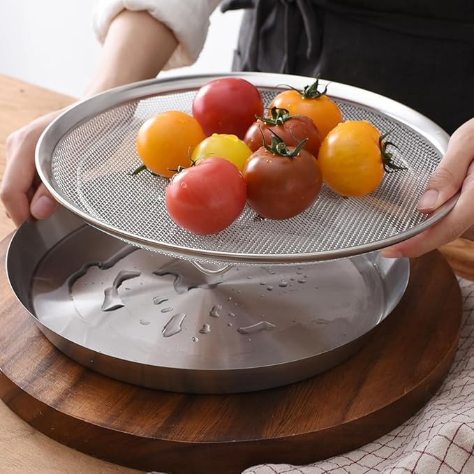 Stainless Steel Mesh Tray Set with Drip Pan, Air Fryer Basket and Tray, Kitchen Colander, Vegetab... | Amazon (US)