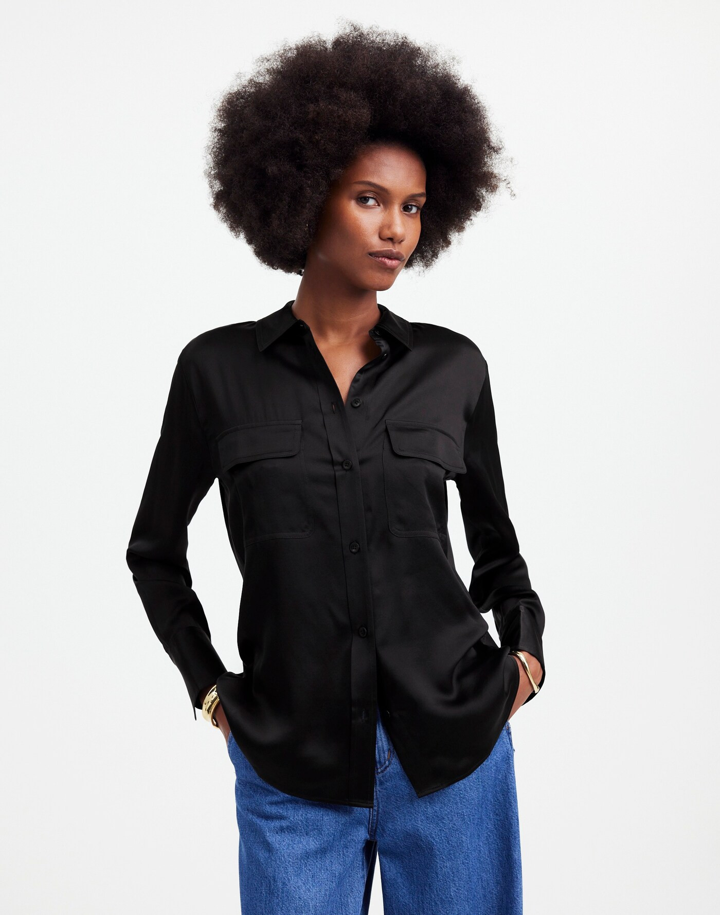 Silk Flap-Pocket Button-Up Shirt | Madewell | Madewell