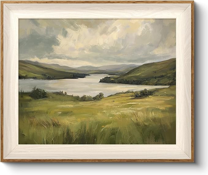 VIYYIEA Framed Wall Art for Living Room, Lake Bank Canvas Prints, Vintage Home Decor, Landscape P... | Amazon (US)
