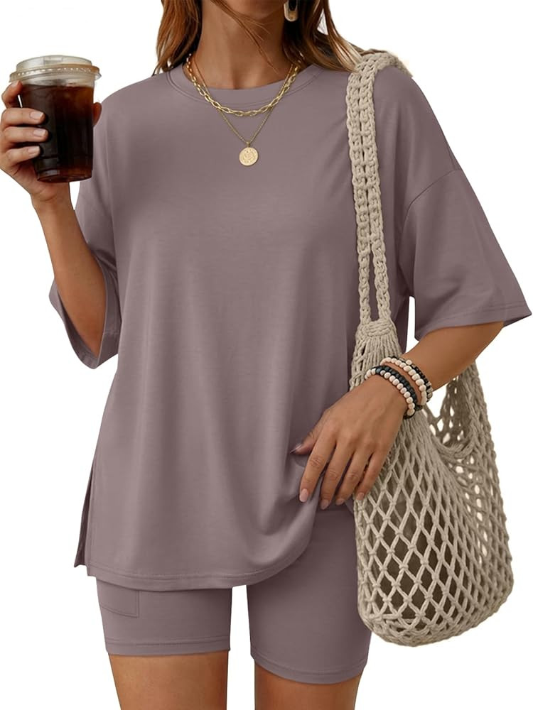 LILLUSORY Womens Lounge Sets Shorts 2 Piece Matching Pajamas Summer Outfits 2026 Casual Oversized... | Amazon (US)