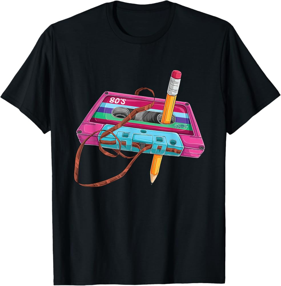 Vintage Cassette Tape Pencil 70's 80's 90's Music Mixtape T-Shirt | Amazon (US)