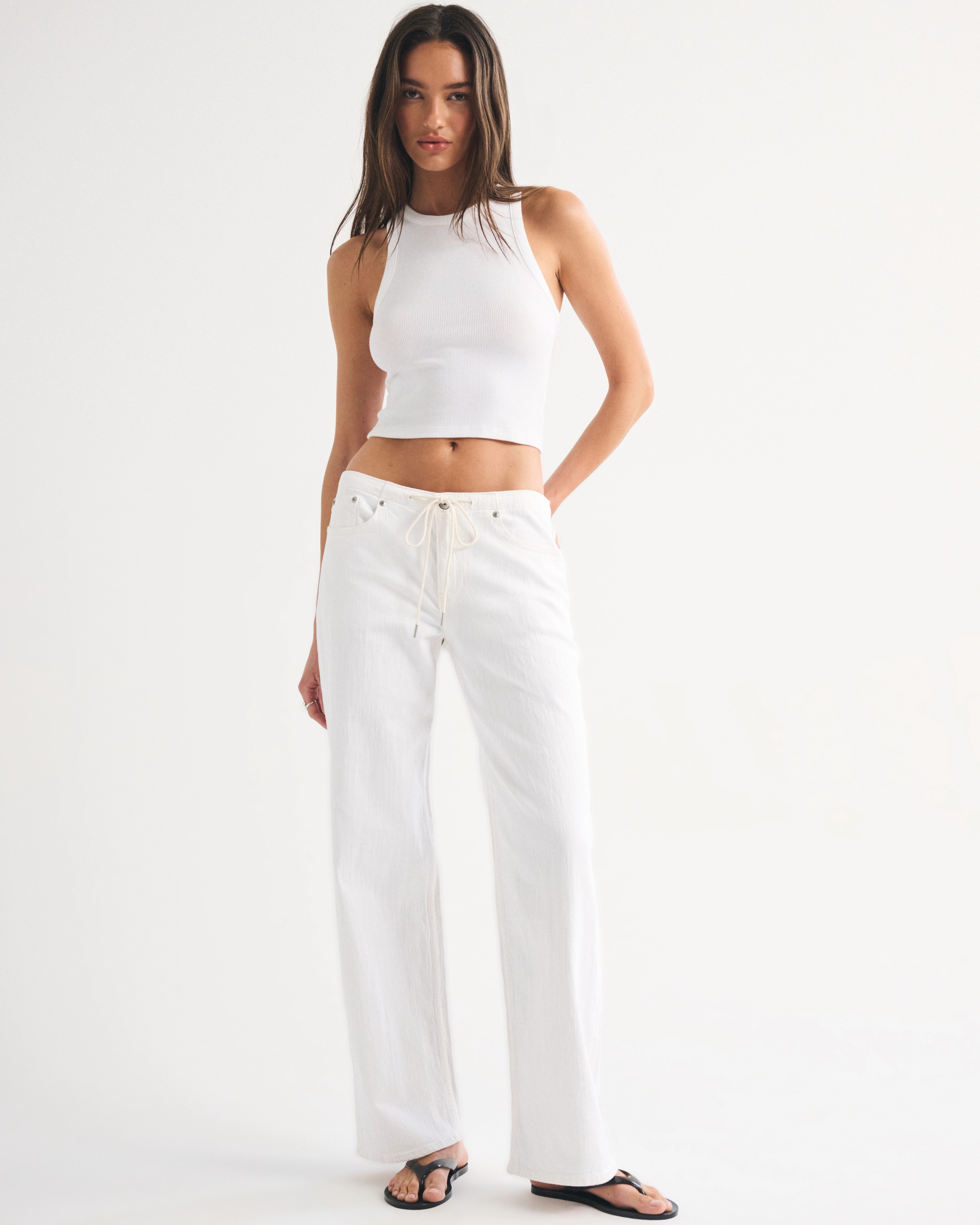 Linen-Blend Low Rise Ultra Loose Drawstring Jean | Abercrombie & Fitch (US)