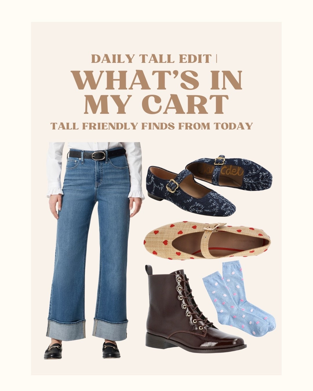 What’s In My Cart: Spring Shoes & Cuffed Denim
Shop my latest finds from Walmart, J.Crew, and Sam Edelman. This haul features the season's biggest trends: cuffed jeans and ballet flats.

Top Picks:

Cuffed Denim: Ankle-length jeans with a wide cuff. Perfect for showing off shoes and statement socks.

Spring Ballet Flats: New arrivals from J.Crew and Sam Edelman.

Winter Clearance: Major markdowns on boots at Walmart.

Shop the Trends: #LTKStyle #SpringFashion2024 #WalmartFinds #JCrew #SamEdelman #DenimTrends #BalletFlats #ShoeHaul


#LTKTall #LTKSaleAlert #LTKOver40