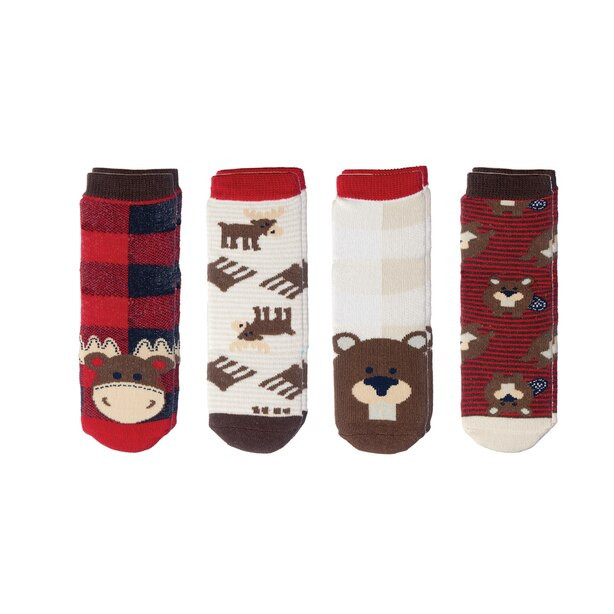 Flapjackkids - Kids Cabin Socks - Red Moose/Beaver -Baby 0-12 months | Indigo (CA)