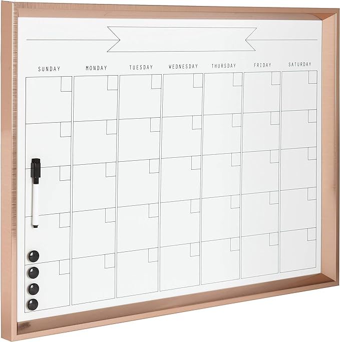DesignOvation Calter Framed Magnetic Dry Erase Monthly Calendar, Rose Gold | Amazon (US)