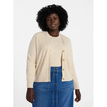 Terra & Sky Women s Plus Size Ribbed Tank Top and Cardigan Set 2-Piece Sizes 0X-5X | Walmart (US)