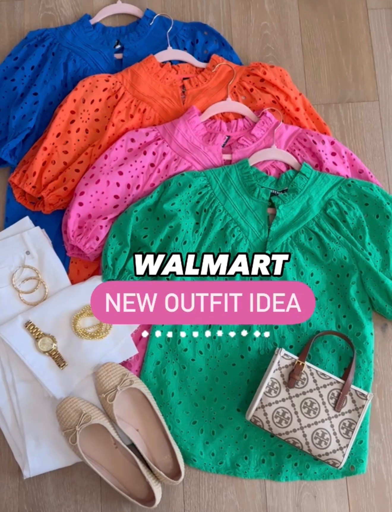 Scroll to shop! The cutest new Walmart eyelet puff sleeve tops in tons of colors!! Loving these white $25 jeans as well!🥰 Follow for more!!
