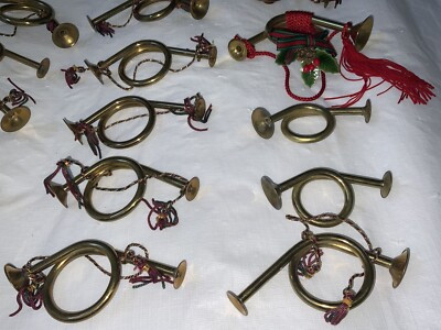Brass French Horn Fox Horn Christmas Ornaments Decorative Tassel Cords Lot of 18 | eBay US