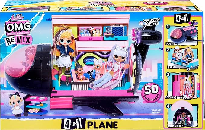 LOL Surprise OMG Remix 4 in 1 Exclusive Plane Playset Transforms 50 Surprises - Airplane, Car, Re... | Amazon (US)