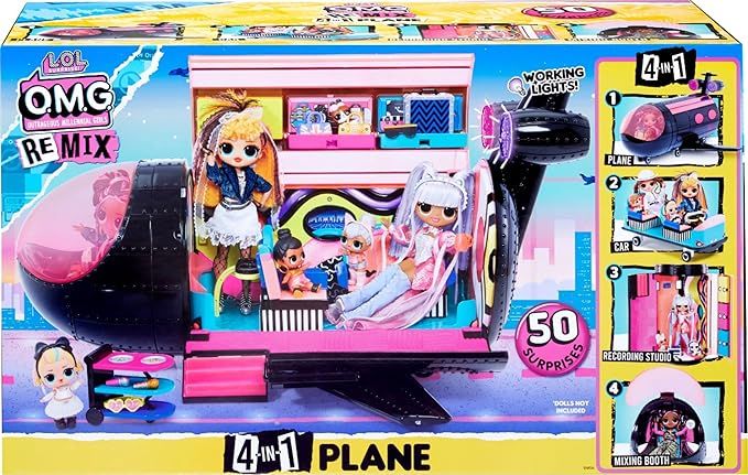 LOL Surprise OMG Remix 4 in 1 Exclusive Plane Playset Transforms 50 Surprises - Airplane, Car, Re... | Amazon (US)