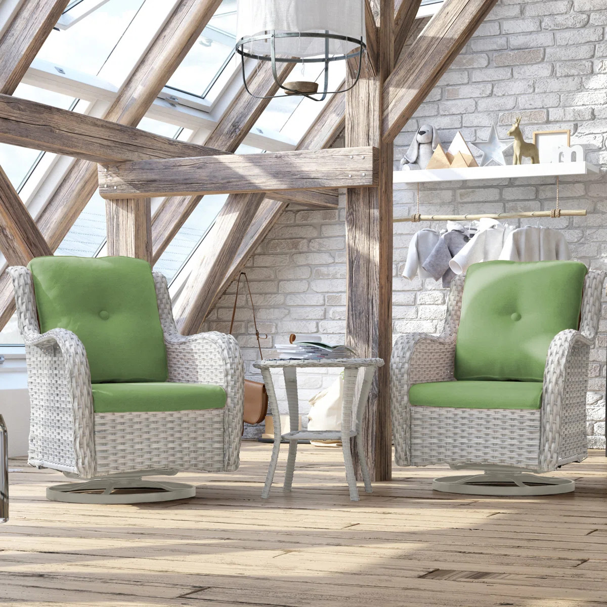 Maude 6-Piece Wicker Swivel Chair Set with Cushions | Wayfair North America