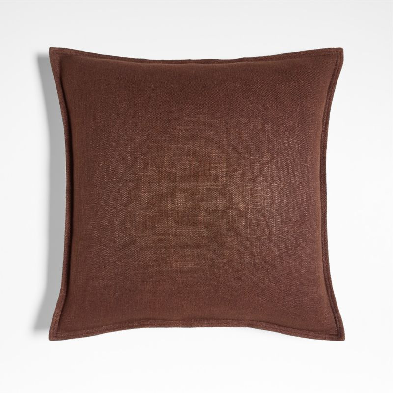 Auburn Brown Laundered Linen 20"x20" Throw Pillow Cover + Reviews | Crate & Barrel | Crate & Barrel
