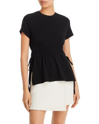 Cotton Blend Ruched Side Tie T Shirt | Bloomingdale's (US)
