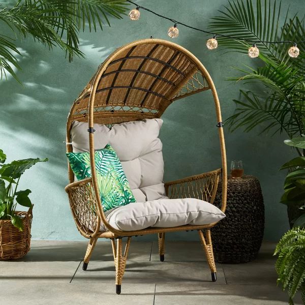 Molly Outdoor Standing Basket Chair with Cushion   Molly Outdoor Wicker Standing Patio Chair with... | Wayfair North America