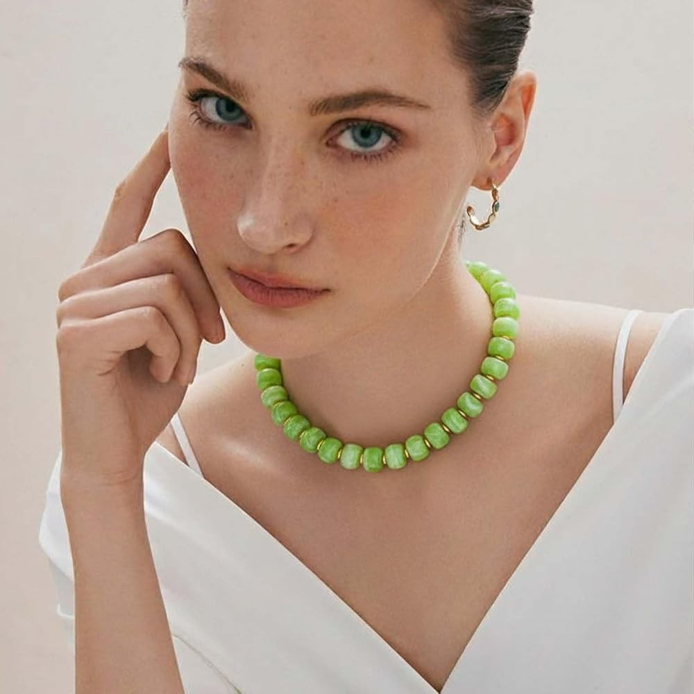 LILIE&WHITE Resin Chunky Beaded Necklace for Women Minimalistic Modern Statement Necklace Jewelry... | Amazon (US)