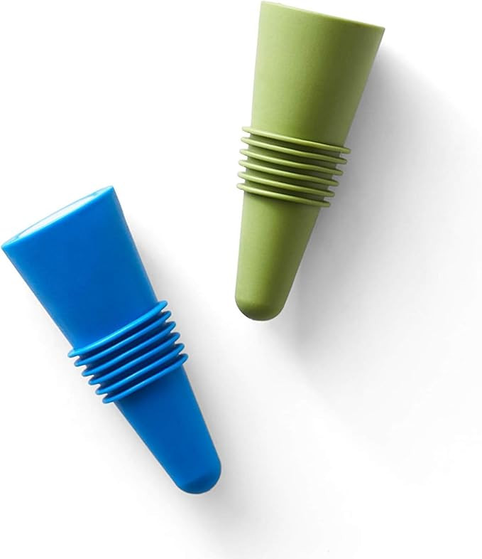Rabbit Wine and Beverage Bottle Stoppers with Grip Top (Blue, Set of 2) | Amazon (US)