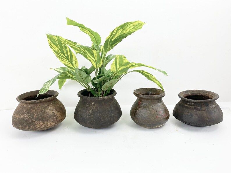 Rustic Clay Pot, Vintage Pottery Vase, Farmhouse Primitive Decor | Etsy (US)