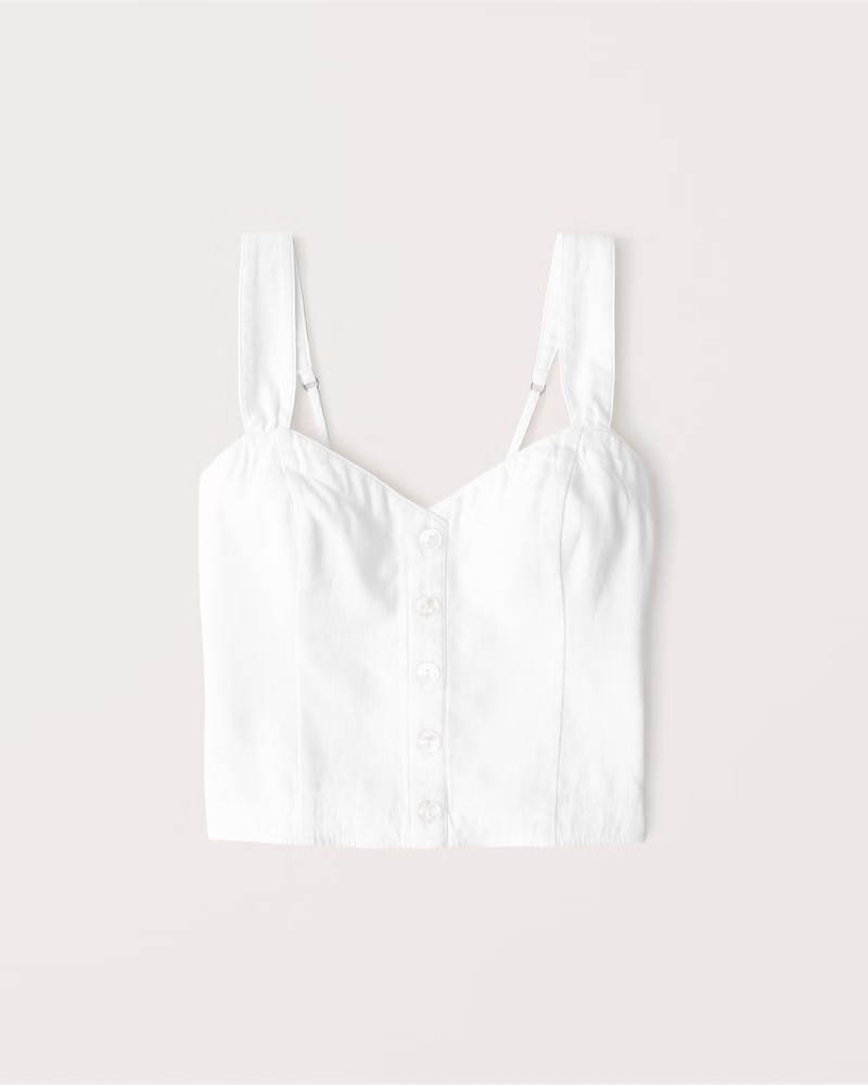 Pleated Wide Strap Button-Through Cami | Abercrombie & Fitch (US)