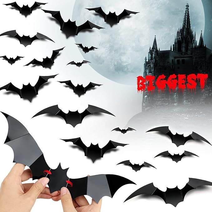 Amazon.com: Halloween Decorations Largest 3D Bats 60PCS, Bat Halloween Decoration Indoor Outdoor ... | Amazon (US)