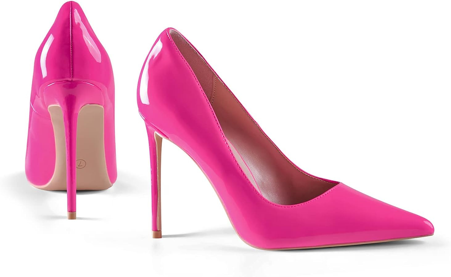 Women High Heels,3.94 inch/10cm Stiletto Pumps Sexy Pointed Toe Patent Leather Slip On High Heel ... | Amazon (US)