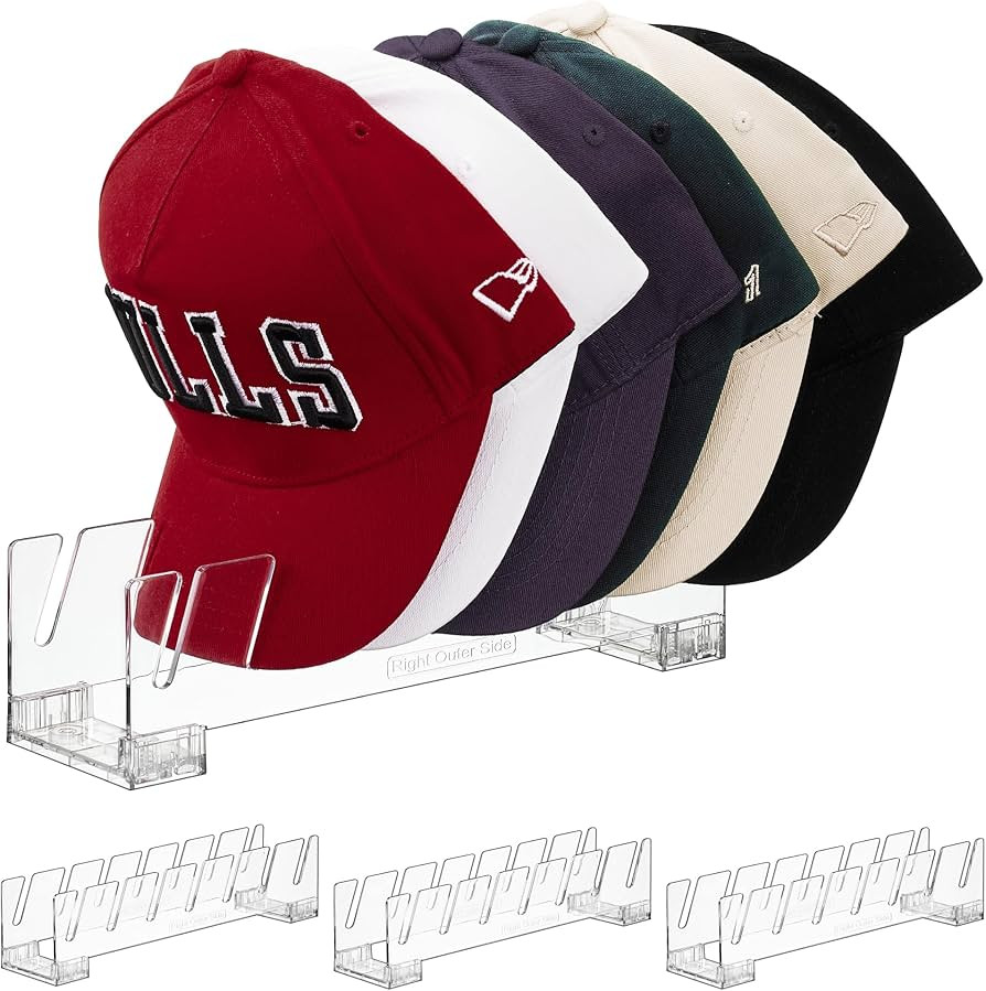 Vtopmart 4 Pack Hat Organizer Holder for Baseball Caps Storage, Clear Hats Display Stand Holds Up... | Amazon (US)