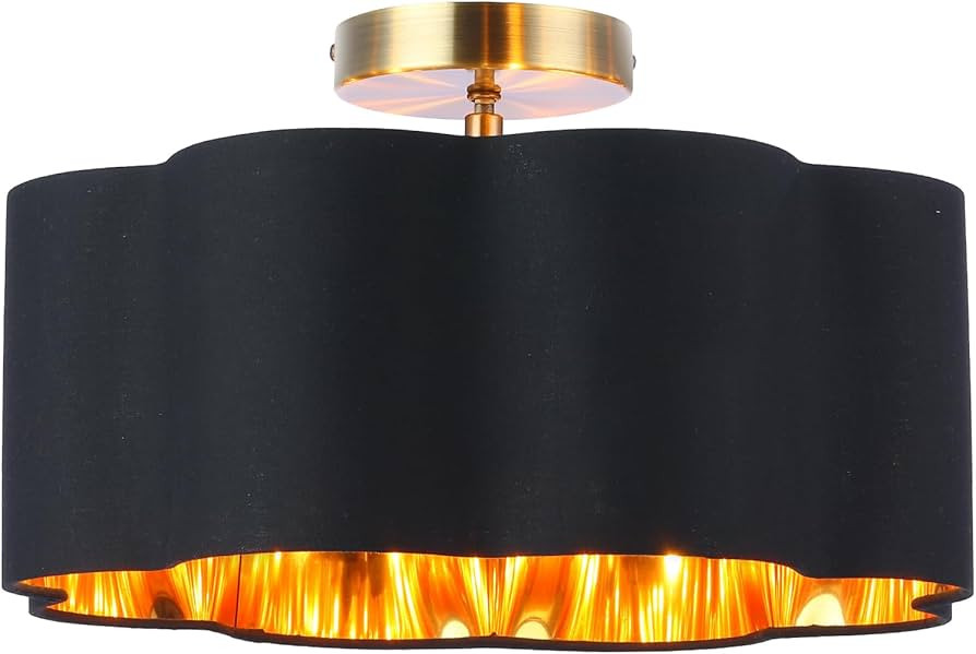 Newrays 3-Light Semi Flush Mount Ceiling Light Fixture, Black Fabric Shade Modern Close to... | Amazon (US)