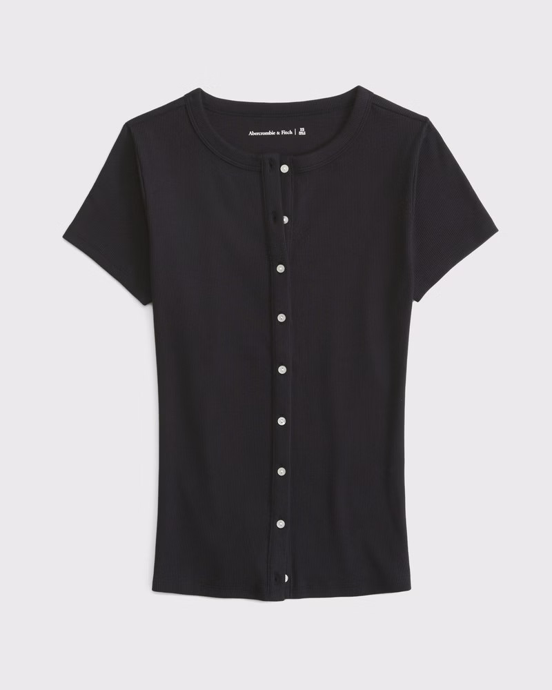 Women's Ribbed Button-Through Top | Women's Tops | Abercrombie.com | Abercrombie & Fitch (US)