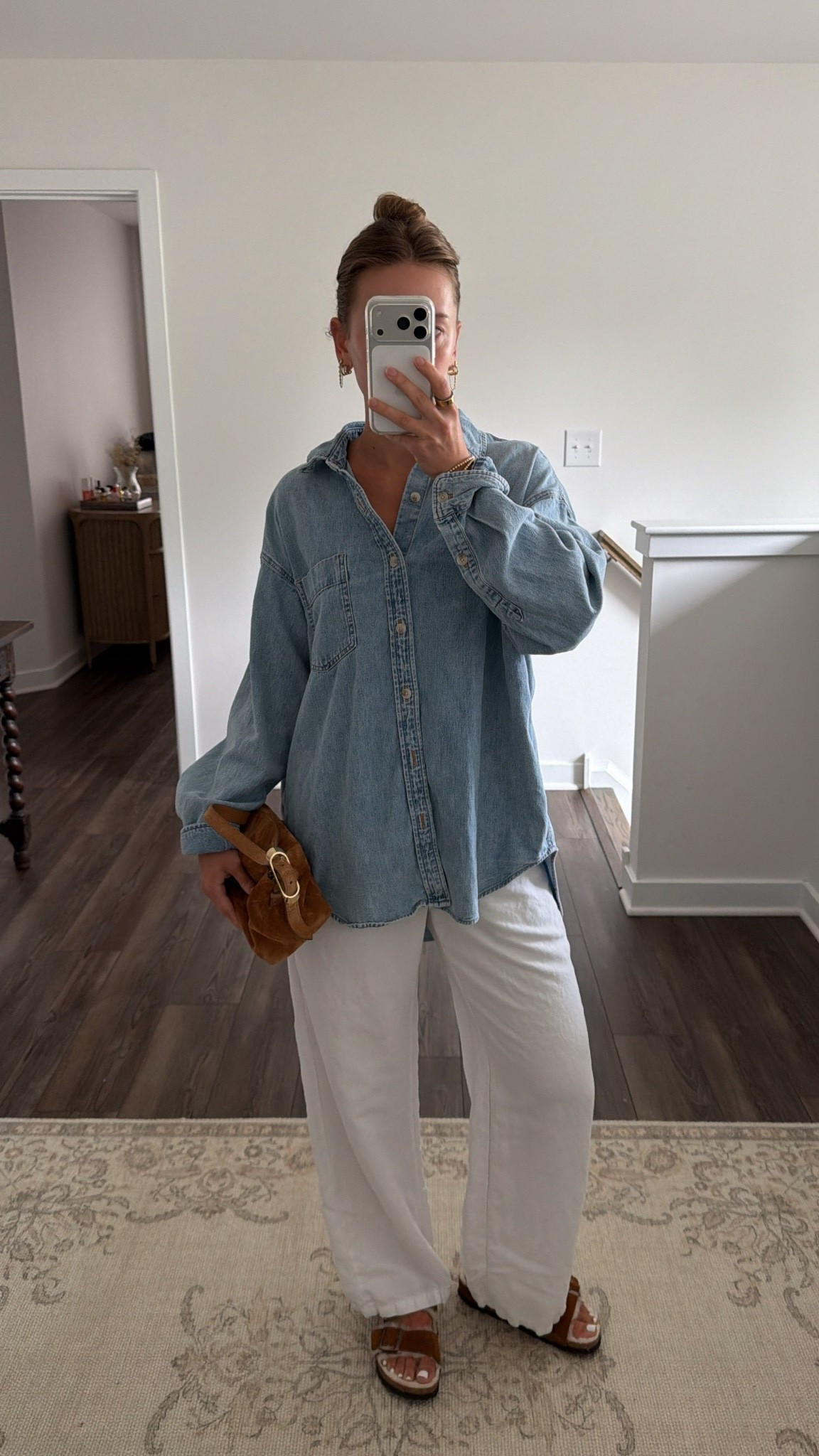 8/31/26 Comfy Errands Outfit of the Day 🤍

Basically living in outfits like this for errands lately — loose, comfy + easy. 🤍 Wearing my Aritzia linen pants that have been a favorite all summer with my oversized denim button-up, shearling-lined Birkenstock sandals (seriously the comfiest), and my J.Crew suede bag.

An easy end-of-summer outfit made up of pieces I wear on repeat. Everything is linked here ✨

#LTKootd #LTKSeasonal