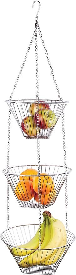 Fox Run Gold 3-Tier Kitchen Hanging Fruit Basket, 32-Inches | Amazon (US)