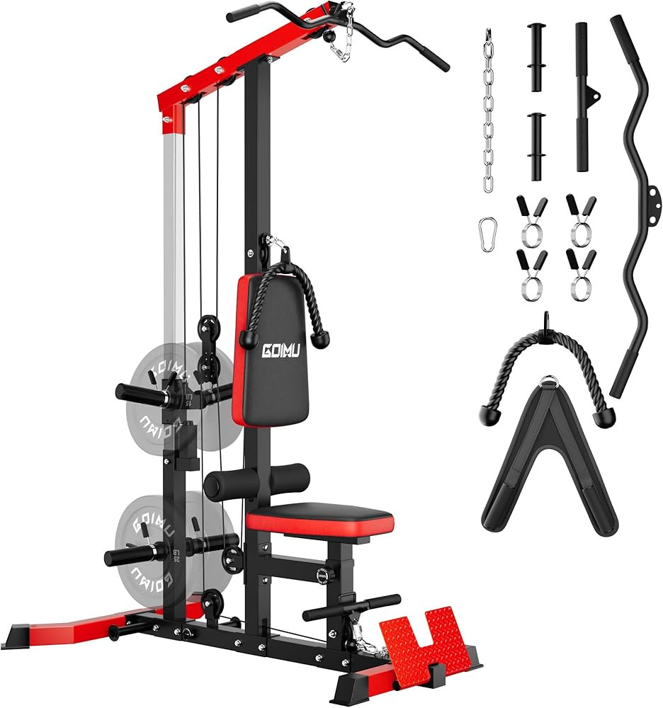 LS01 LAT Pulldown Machine, LAT Row Cable Machine with AB Crunch, LAT Tower with Cable Row Attachm... | Amazon (US)