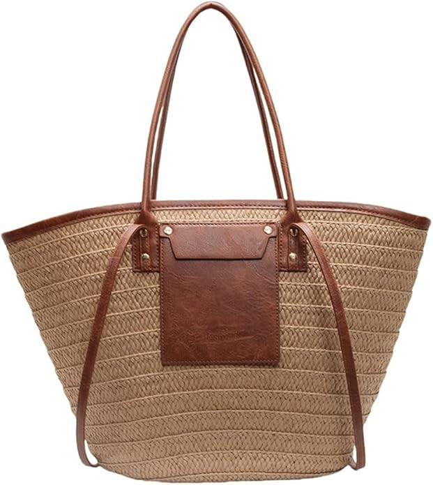 Large Rattan Woven Tote, Summer Vacation Shoulder Purse, Beach Crossbody Clutch | Amazon (US)
