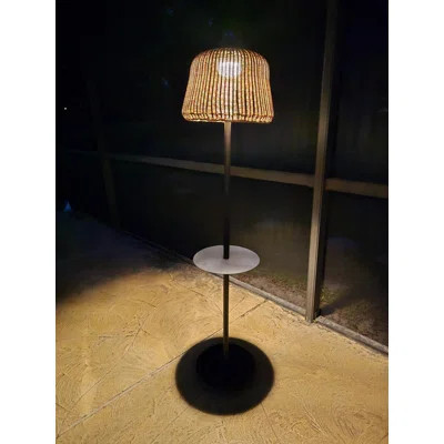 Solar Outdoor Floor Lamp With Table - Cordless Outdoor Floor Lamp - Patio, Porch, Garden - Rattan Wicker Lights For Outside - Waterproof, Rechargeable | Wayfair North America
