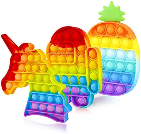 Genovega 3 Packs Pop Bubble Fidget Toy, Sensory Figit Set Silicone Cute Figetget Popits Toys, Aut... | Amazon (US)