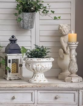 SOFE Vintage Large Pedestal Vase, 11 Inches Tall Front Porch Garden Planters, Resin Compote Vase,... | Amazon (US)