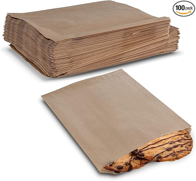MT Products Brown Cookie Bags 6.5" x 8" - Disposable Grease Resistant Bakery Paper Bags - Pack of... | Amazon (US)