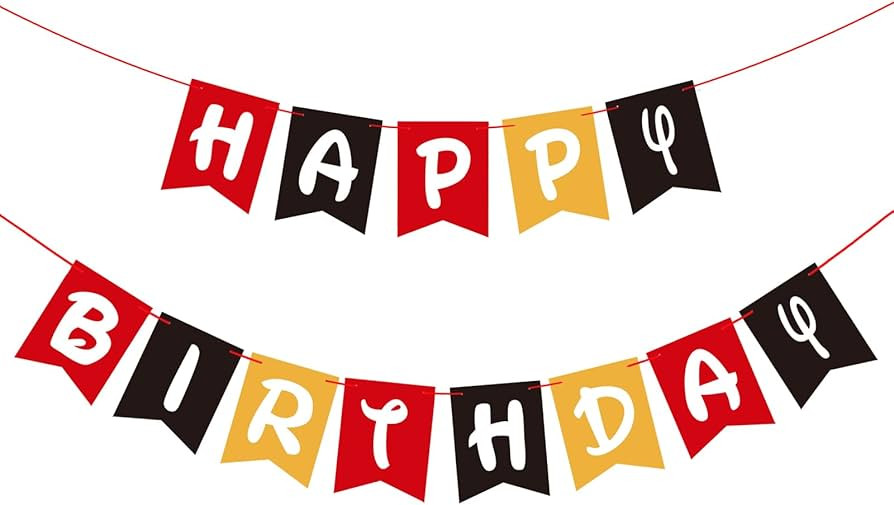 Happy Birthday Banner Red Black and Yellow Birthdays Sign for Boy Girls Birthday Party Decoration... | Amazon (US)