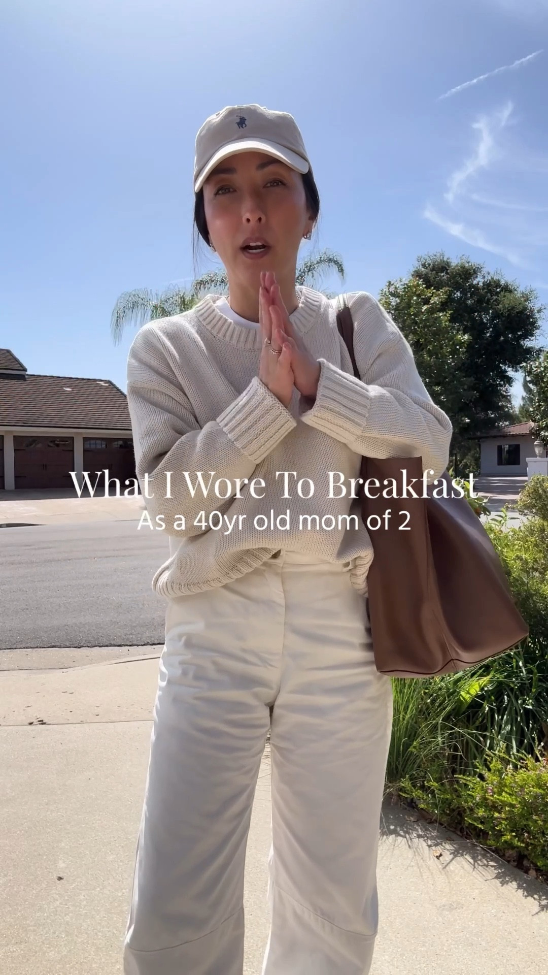 What I wore to breakfast with the family. 

Gap sweater petite small
Madewell tee xs
Velvet pants 2 - petite-friendly. Final sale. I went with my rommeeir size. These will shrink a bit. 
Mansur Gavriel tote - color is old
Loeffler Randall flats 5.5
Polo hat
Dorsey James necklace 15"
Dorsey earrings medium 

#LTKPetite #LTKmomlife #LTKootd