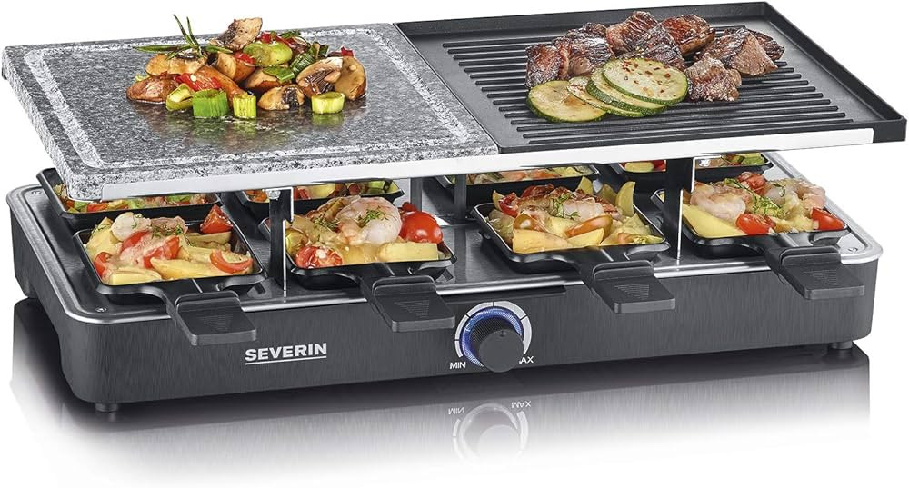 SEVERIN Raclette con piedra natural y placa de parrilla, grill con parrilla antiadherente y 8 sa... | Amazon (ES)