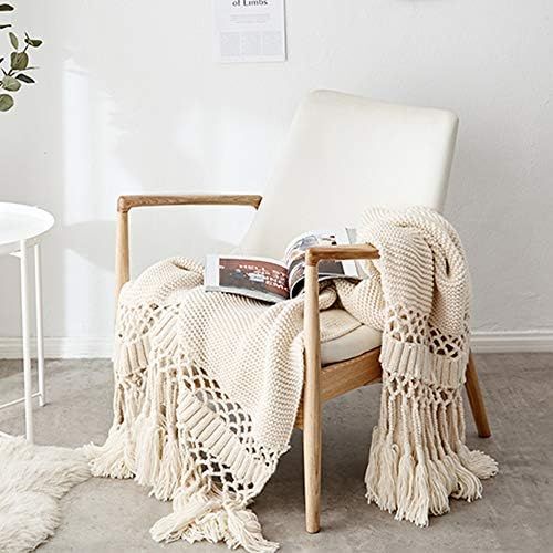 MH MYLUNE HOME Knitted Throw Blanket (47x71 inch) Handmade Farmhouse Boho Blanket Soft Cozy Tasse... | Amazon (US)