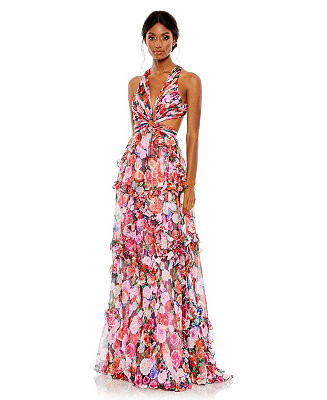 Women's Ruffled Cut Out Sleeveless Gown - Macy's | Macy's