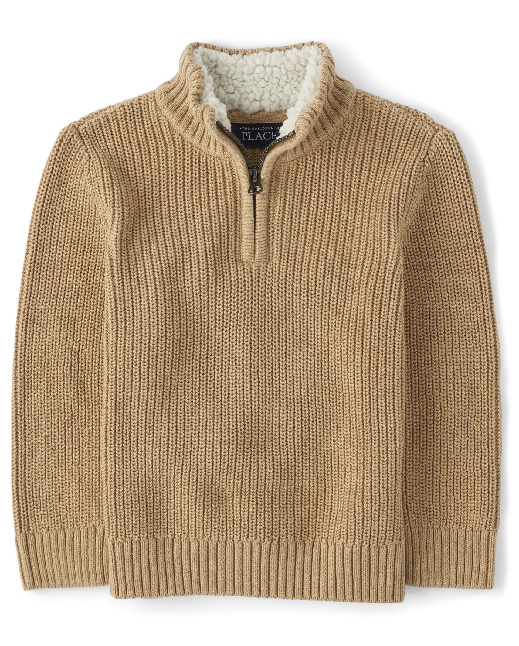 Baby And Toddler Boys Dad And Me Quarter-Zip Sweater - cork | The Children's Place