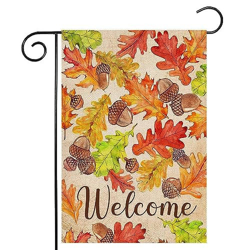 LHSION Welcome Fall Garden Flag 12.5 x 18 Inch Autumn Leaves Garden Flag Decorative House Yard Double Sided Flag for Autumn Seasonal Decoration | Amazon (US)