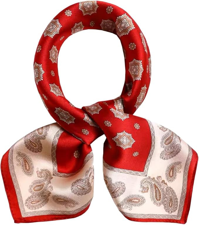 ANDANTINO 100% Pure Mulberry Silk Small Square Scarves -21'' x 21''- Digital Printed Neckerchief ... | Amazon (US)