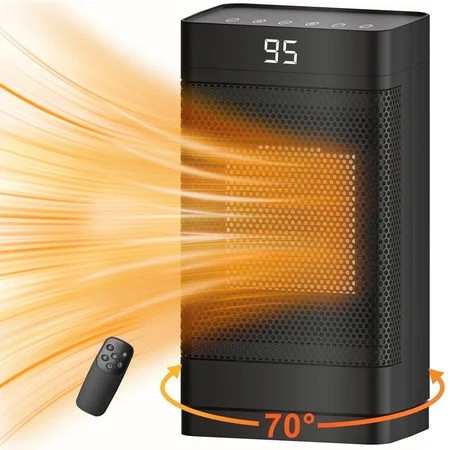 ATUPEN Space Heater, 1500W PTC Fast Portable Electric Heater with 70° Oscillation & Timer for Bedroom | Walmart (US)