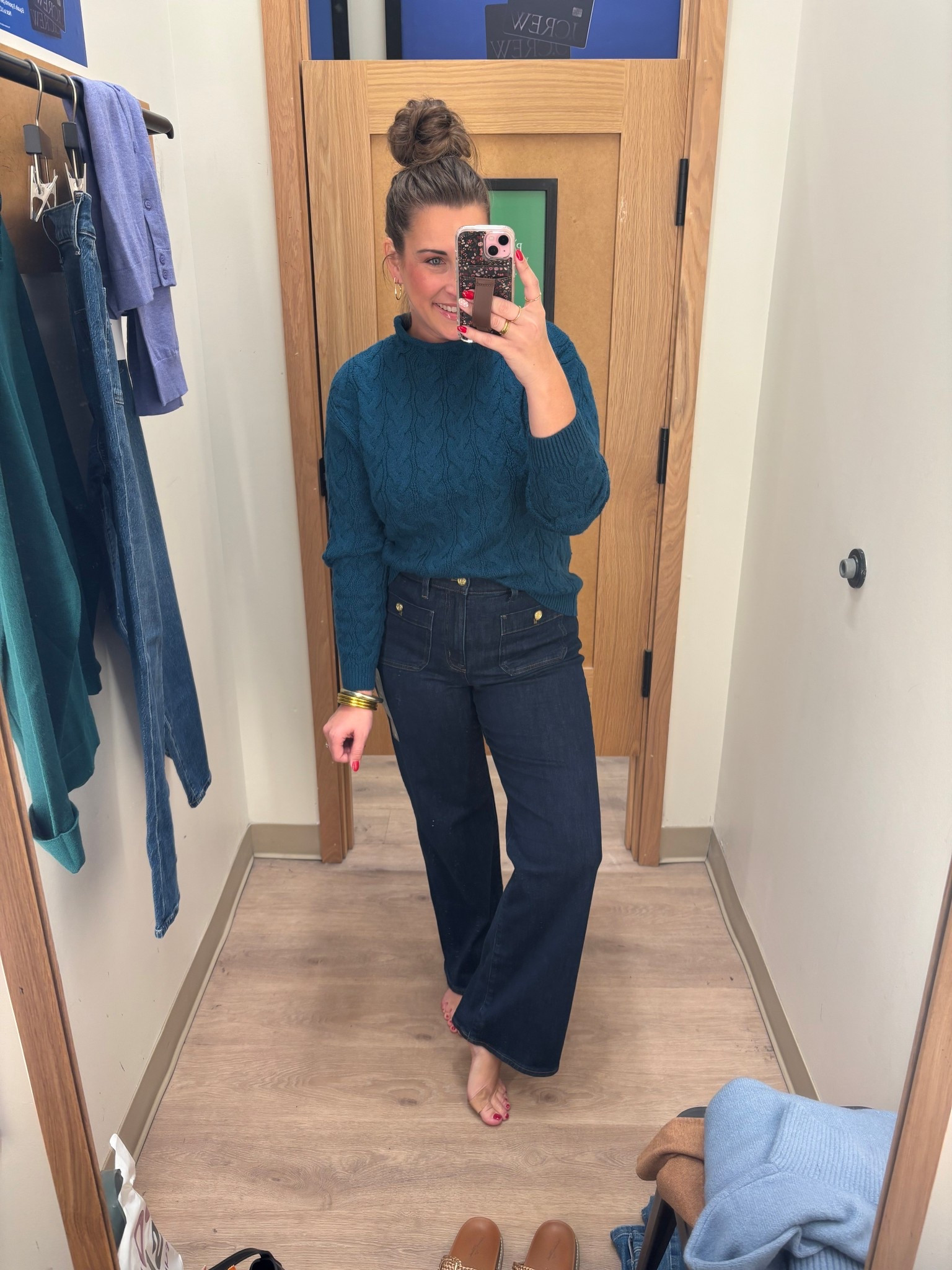 The softest cable knit sweater- love this color for winter 

TTS- medium 
Jeans- 29

#LTKSaleAlert #LTKMidsize #LTKootd