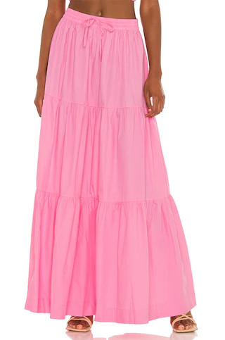 SWF Drawstring A Line Tiered Maxi Skirt in Floss from Revolve.com | Revolve Clothing (Global)